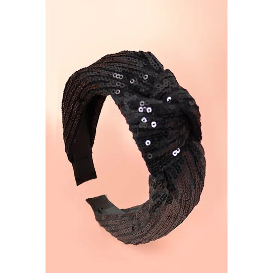 Sequin Stripe Embellished Knot Headband