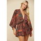 Batwing Sleeved Boho Paisley Print Romper