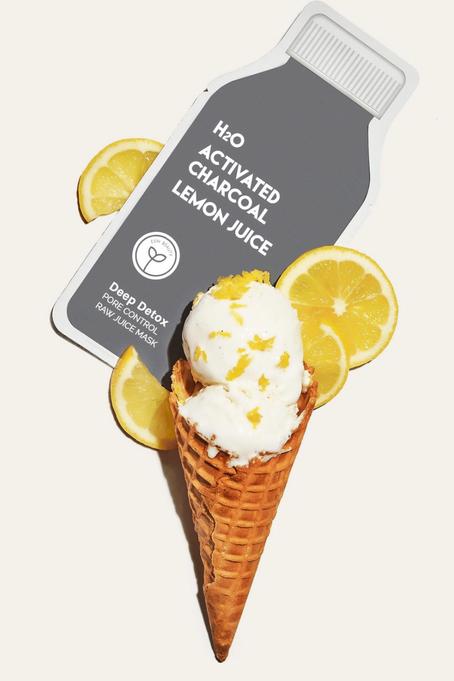 face mask with lemons and an ice cream cone