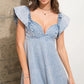 Ruffle Embellished Denim Dress