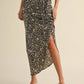 Leopard Printed Ruching Skirt