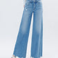 High Rise Raw Hem Extreme Wide Jeans