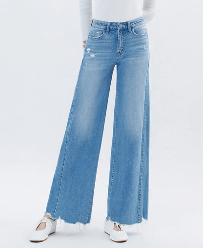 High Rise Raw Hem Extreme Wide Jeans – ZIENA
