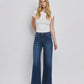 High Rise Patch Pocket Trouser Hem Wide Jeans
