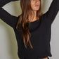 Knit Ribbed Sweater Boat Neck Crop Top
