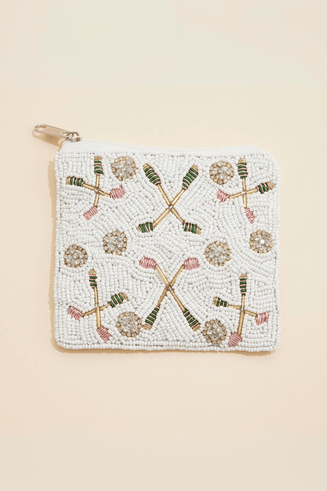 Bandy Racket & Ball Beaded Coin Pouch