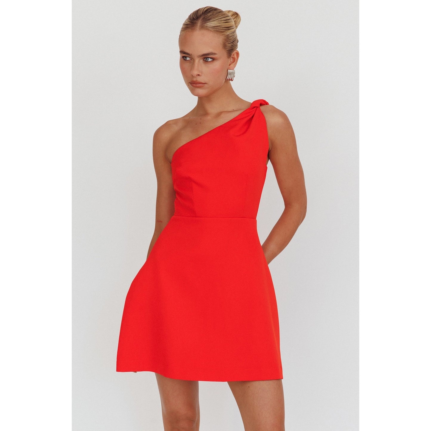 One Shoulder Knit Mini Dress
