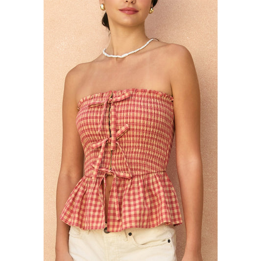 Cherry Basket Smocked and Flared Tube Top