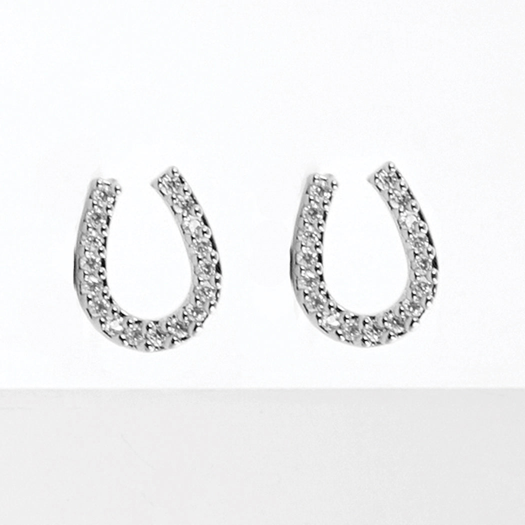 Cz Gold-Dipped Rhinestone Horseshoe Earring