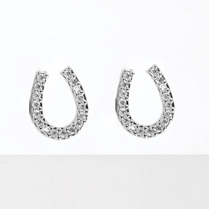 Cz Gold-Dipped Rhinestone Horseshoe Earring