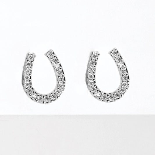 Cz Gold-Dipped Rhinestone Horseshoe Earring