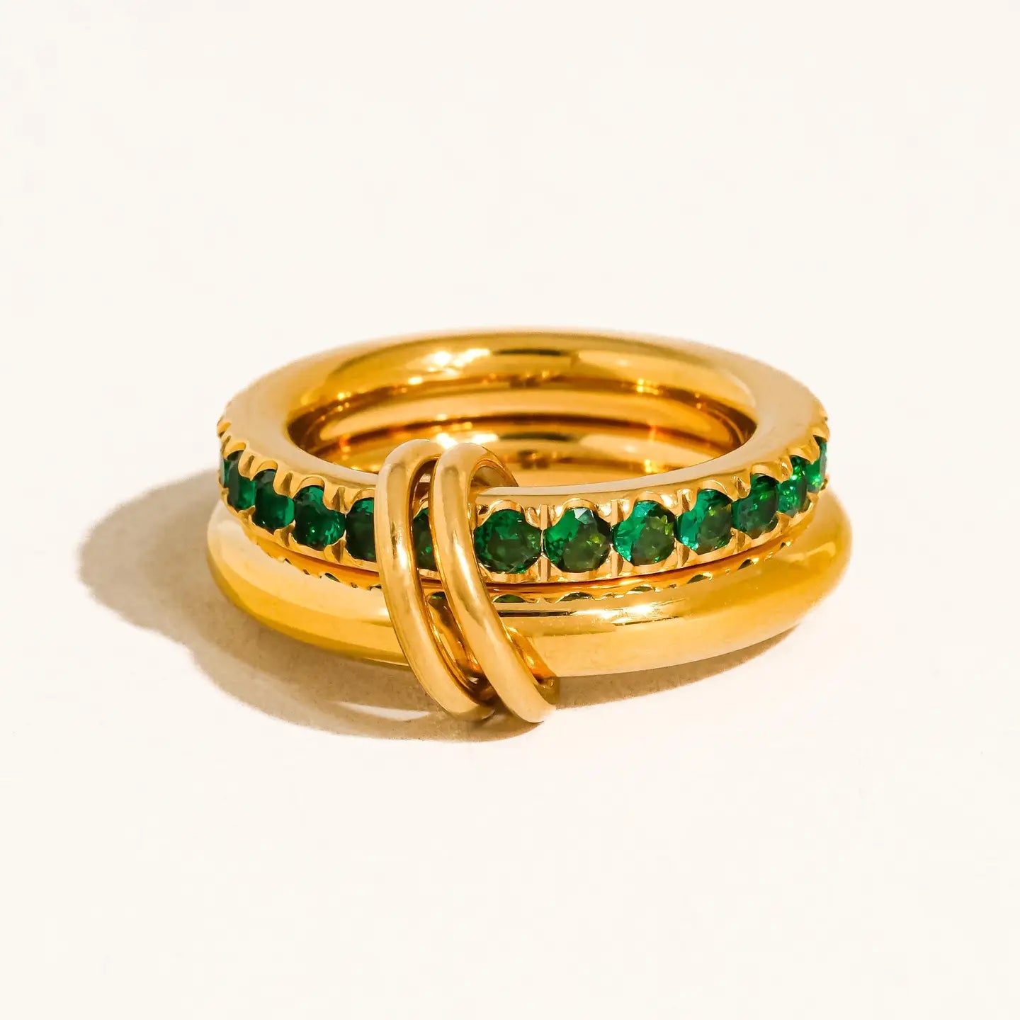 Justine 18K Gold Non-Tarnish Cz Double Hoop Ring