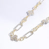 Cz Clover Pendant Multi-Toned Link Necklace