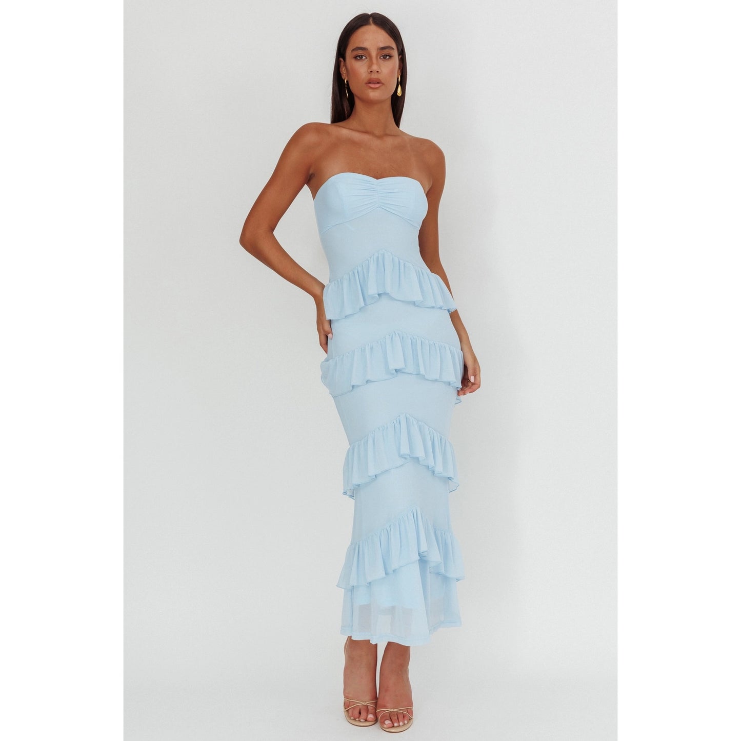Sweetheart Tiered Maxi Dress