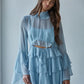 Woven Chiffon Polyester Ruffle Tiered Mini