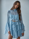 Woven Chiffon Polyester Ruffle Tiered Mini