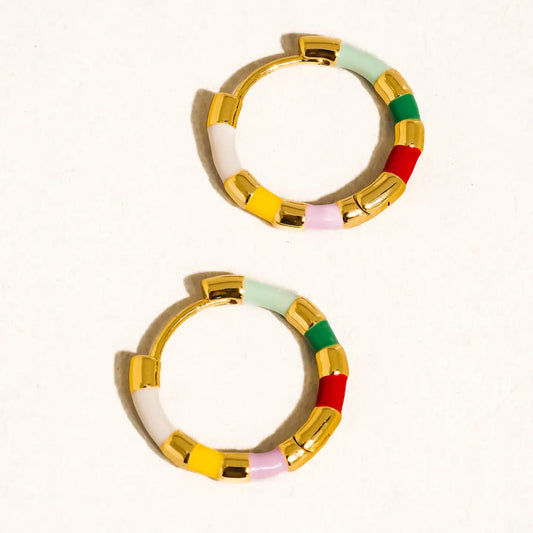 Avielle 18K Gold Vintage Enamel Hoop Earring
