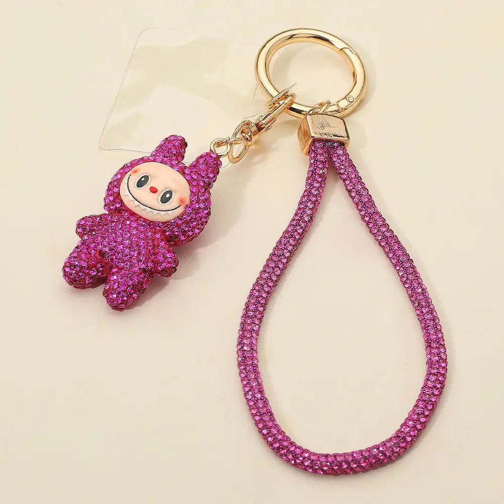 Sparkling Labubu Rhinestone Phone Strap Keychain Bag Charm