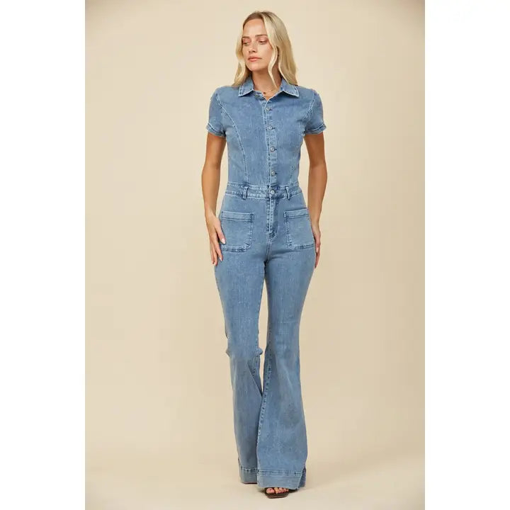 Bellbottom Denim Jumpsuit