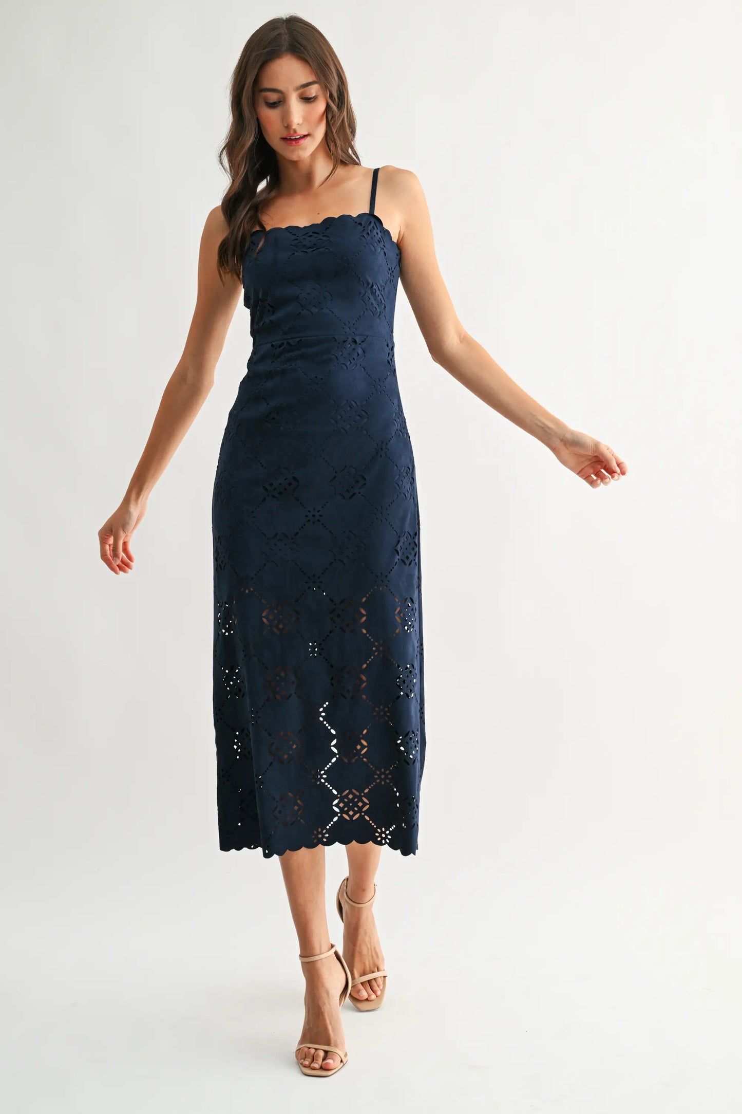 Laser-Cut Midi Dress