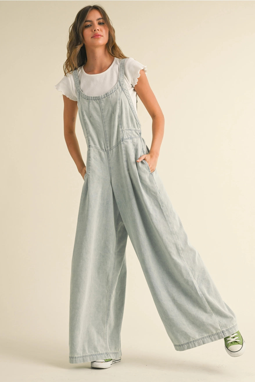 Wide Leg Denim Jumpsuit