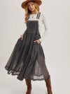 Lace Embroidered Tulle Bib Maxi Dress