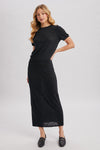 Crew Neck Knit Tee and Maxi Skirt Set