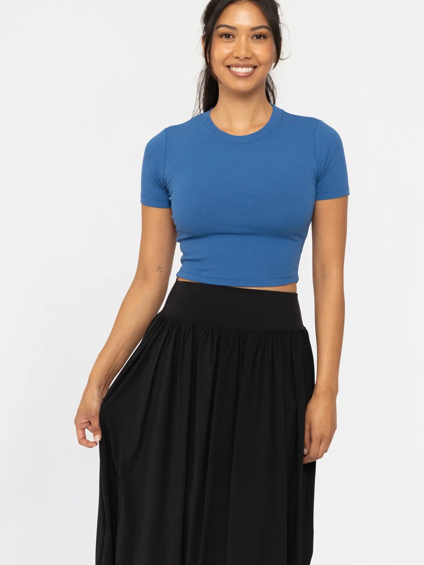 Essential Micro-Ribbed Athleisure Baby Tee
