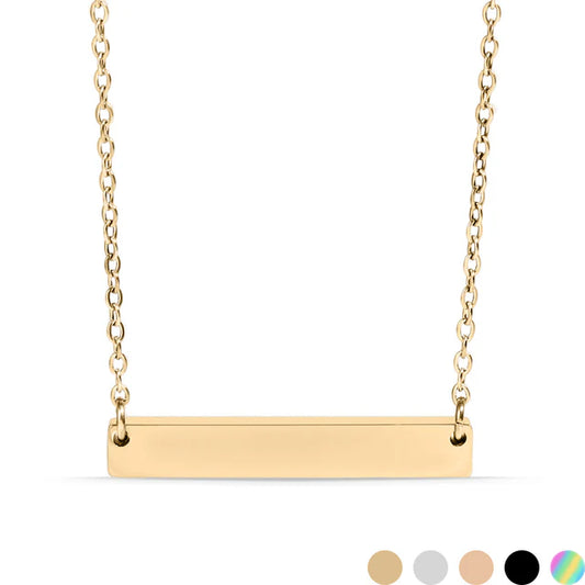 18K Gold Stainless Steel Blank Bar Necklace