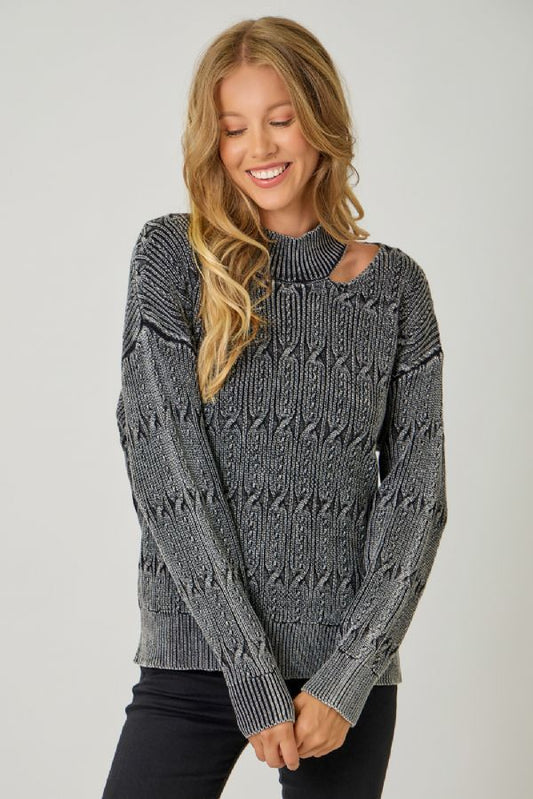 Cutout Mock Neck Sweater Top