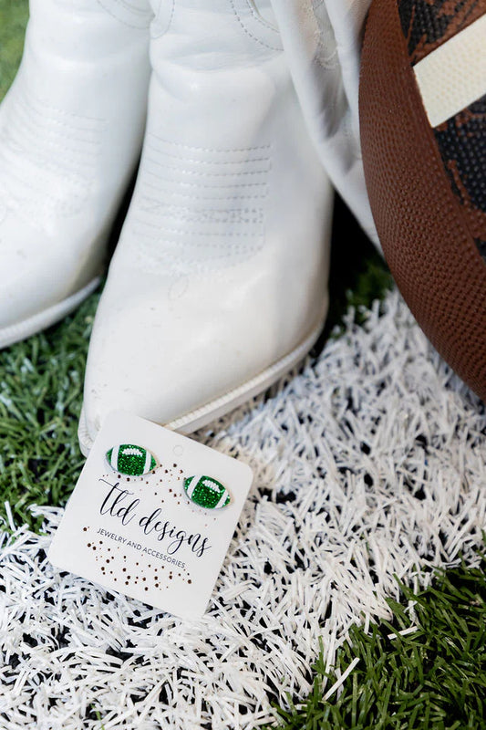 Colored acrylic footballs earrings
