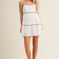 Tape Trim with Shirred Tiered Romper Dress