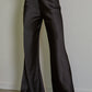 Woven Polyester Spandex Satin High Rise Pants