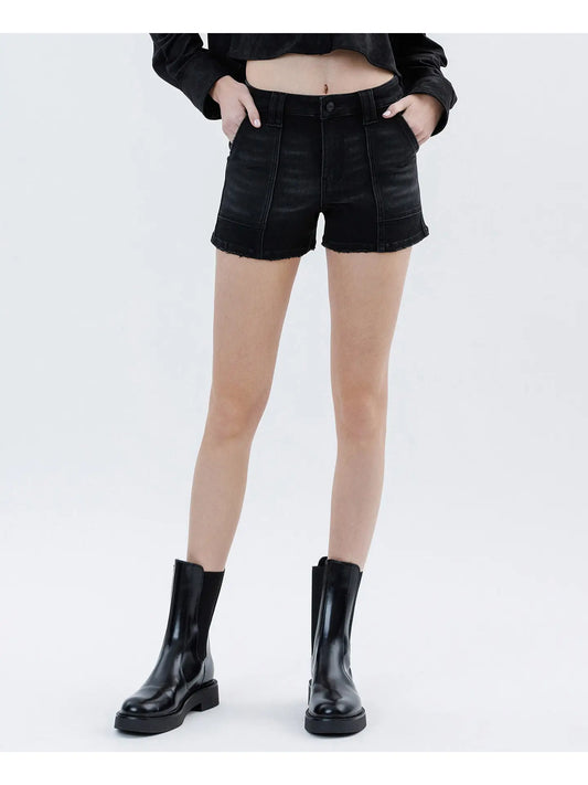 High Rise Utility Pocket Denim Shorts