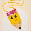 Sequin & Seed Beaded Crossbody Smiley Pencil Bag