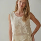 Woven Cotton Floral Lace Work Sleeveless Top
