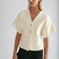 Short Sleeved Fine Knit Cardi with Gold Buttons