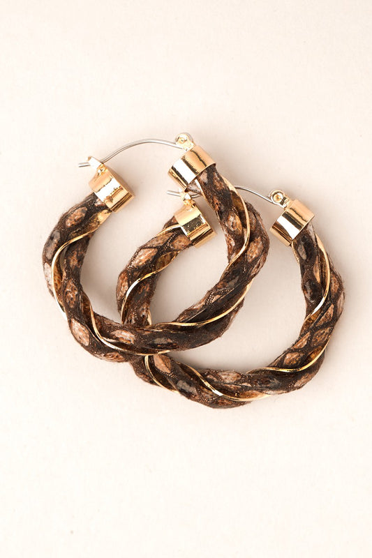 Round Shaped Pu Leather Hoop Earrings