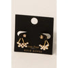 Gold Dipped Pearl Stuid Cluster and Cz Stud Drop Earrings