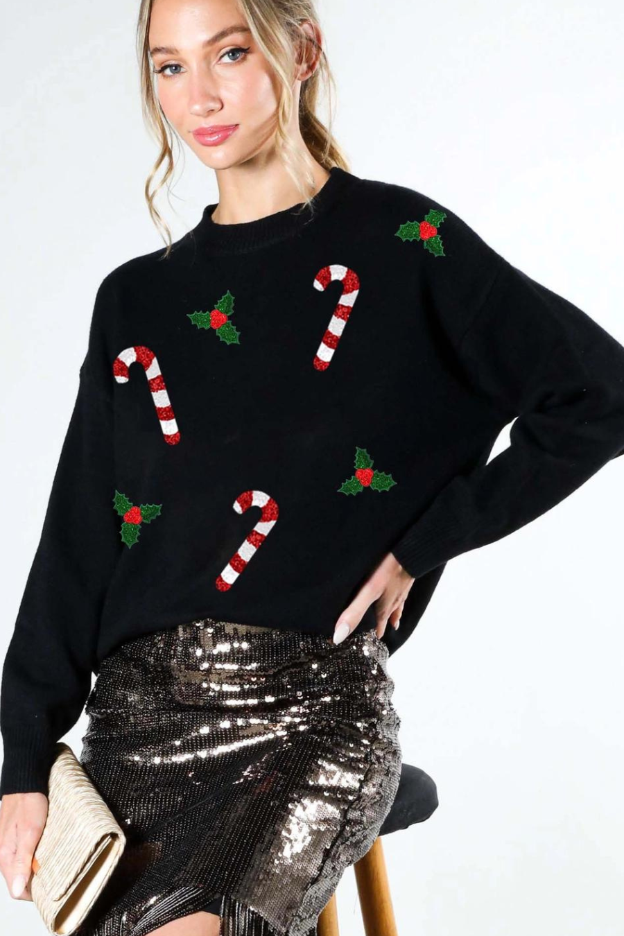 Candy Cane and Mistletoe Holiday Sweater