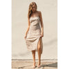 Fair Play Ruched and Slit Midi Dress
