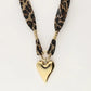Heart Pendant Leopard Scarf Necklace