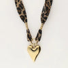 Heart Pendant Leopard Scarf Necklace
