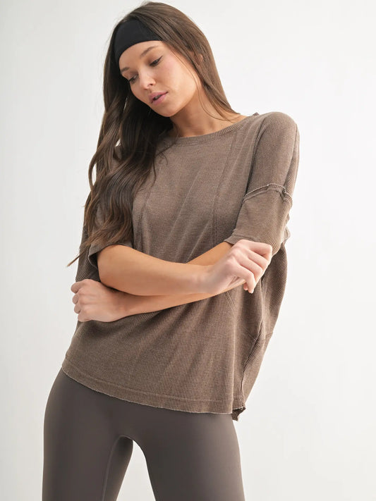 Cotton Blend Mineral Wash Waffle Short Sleeve Tee