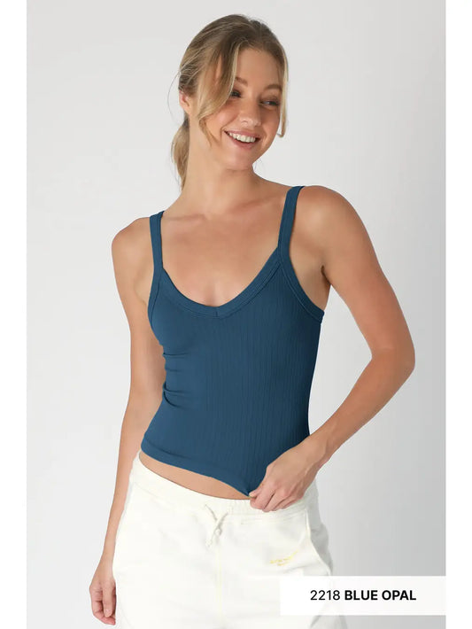 Deep V Neck Ribbed Top