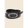 Long Oval Buckle Leather Belt