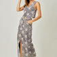Embroidered Front Slit Corduroy Skirt