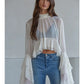 Woven Polyester Chiffon See Through Top