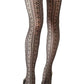 High Rise French Cut Floral Lace Net Sheer Tight Pantyhose