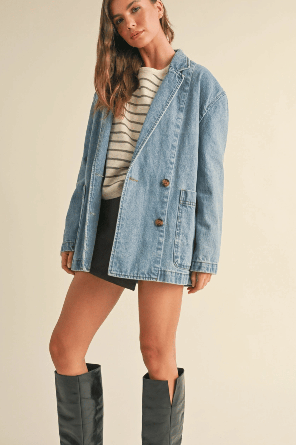 The Liv Denim Oversized Blazer